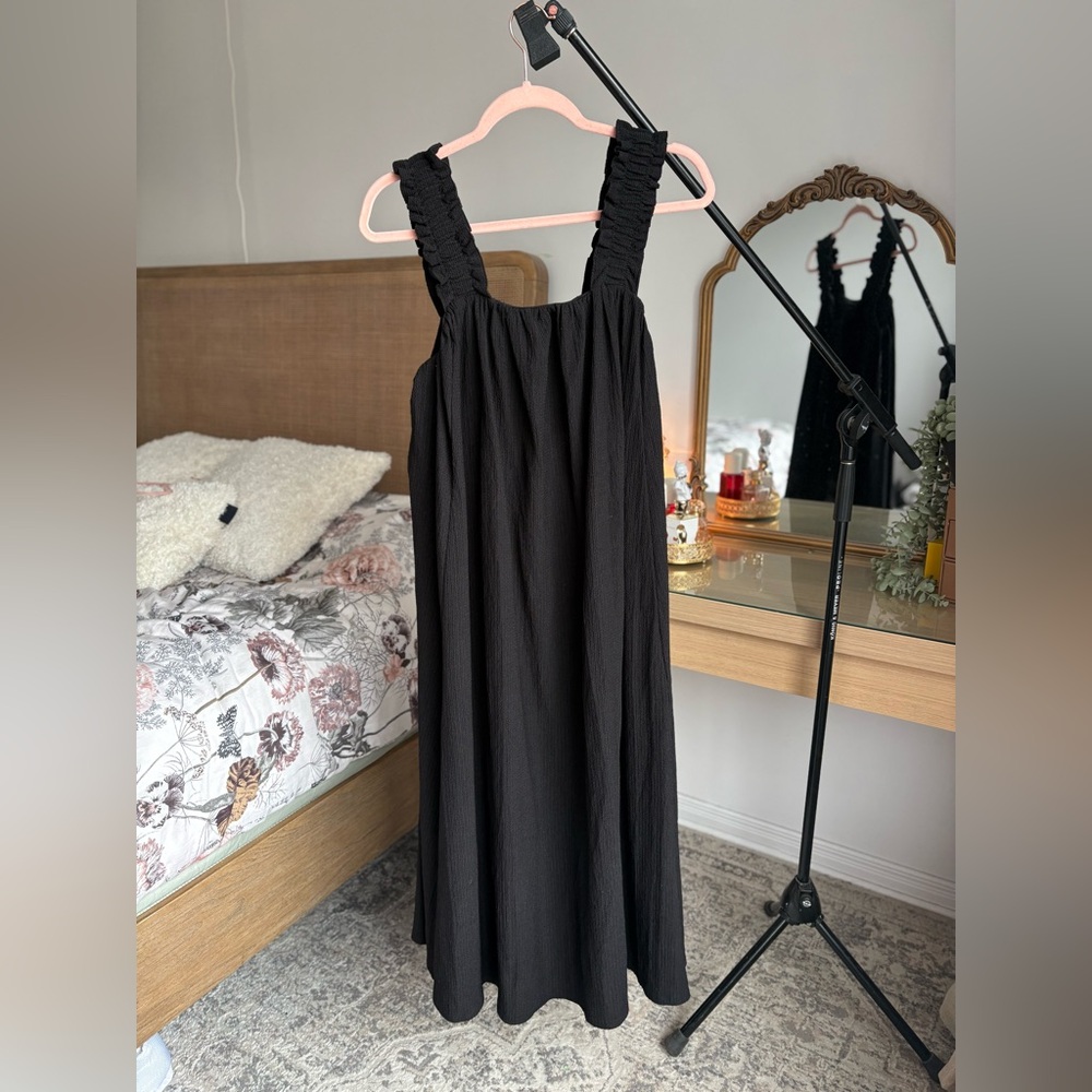 H&M Black Maxi Dress with Ruched Straps